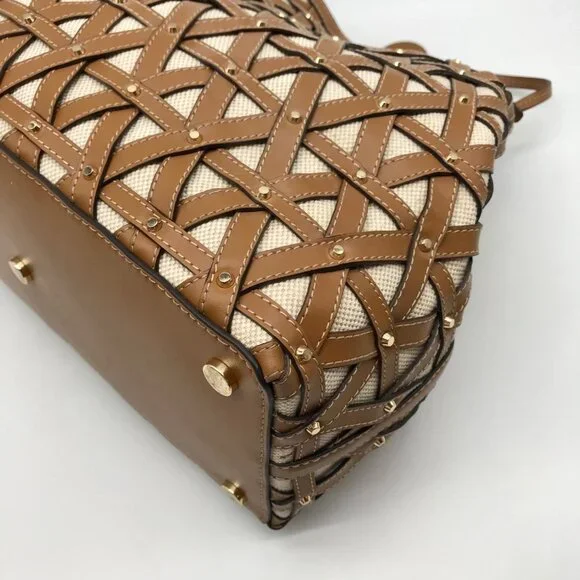 Michael Kors Tan Leather & Canvas Large Brooklyn Tote Bag - Picture 8 of 10